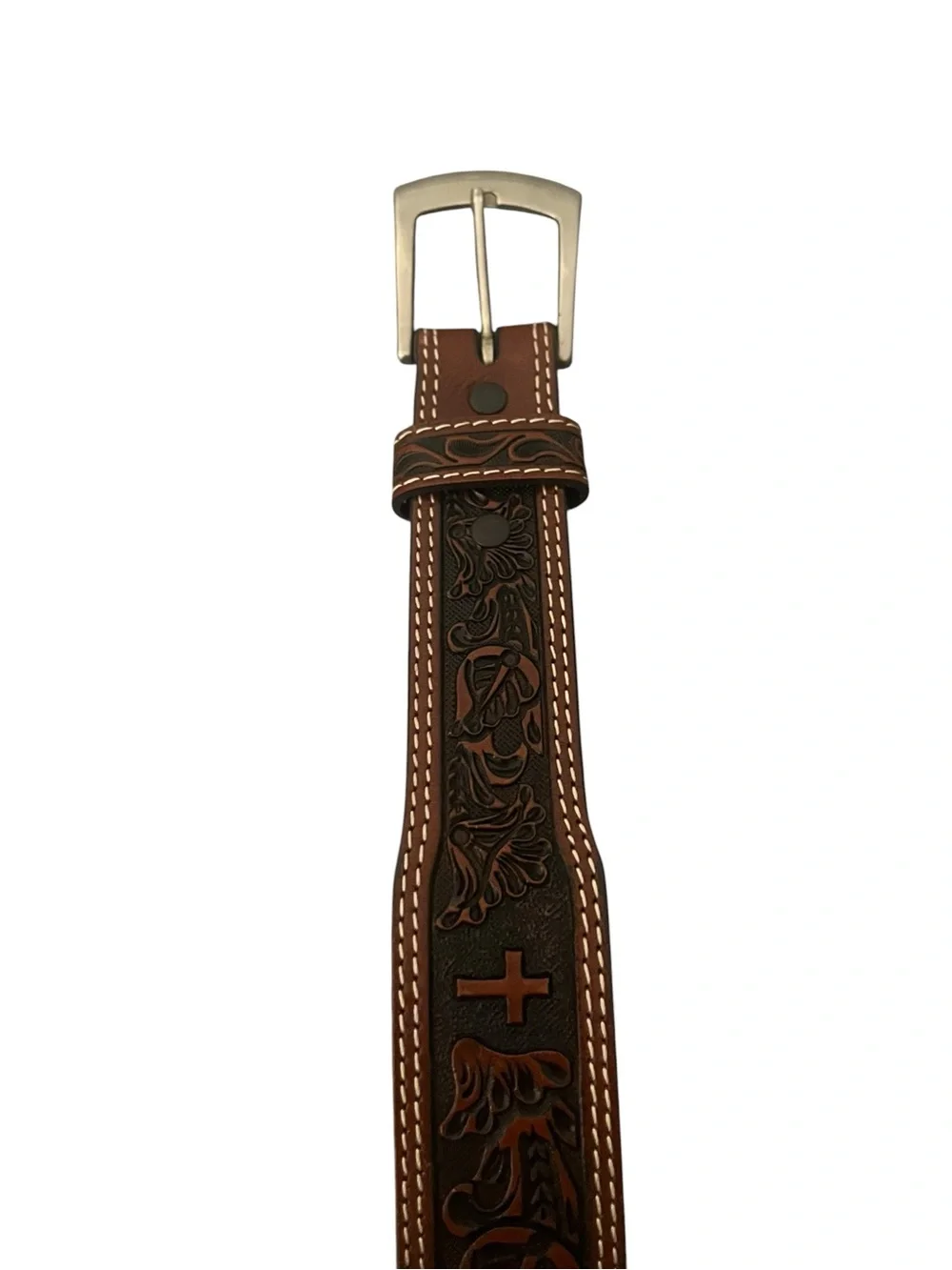 Western Genuine Leather Tooled Embossed Belt Unisex Youth 24 Cowgirl Cowboy